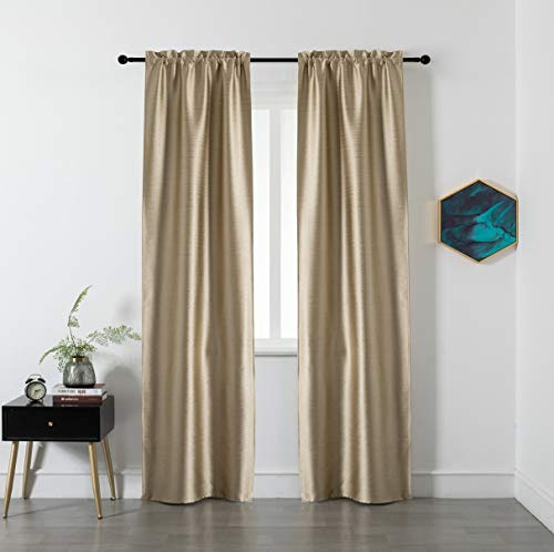 GIRASOLE HOME Coppia Tende Oscuranti Effetto Metallizzato Tenda Isolante per Soggiorno Camera Ufficio Balcone Porta Finestra 2 Pannelli con Tasca (Oro, 70x240cm)