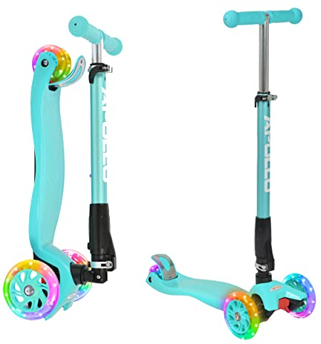 Apollo Kids Whiz LED Roller, Faltbarer Scooter für Kinder ab 3 Jahre, LED Räder, für Jungs und Mädchen egal ob 3 4 5 oder 6 Jahre alt, Stabiler Kinderroller für EIN sicheres Fahrgefühl, Tretroller