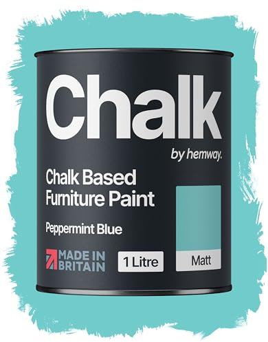 Hemway Chalk Based Furniture Paint, Peppermint Blue 1L, Matt Finish | Shabby Chic, Chalk Paint Furniture & Walls, Quick Dry & 1 Coat