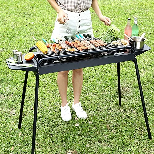 MNSSRN Home Grill, praktische häusliche tragbare Edelstahl -Holzkohlegrill mit 2 Stahlnetzgittern, Grillen, volle Funktionen