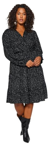 Trendyol Midi A-Line Regular Plus Size Dress, Vestidos De Las Mujeres, Black, 5XL