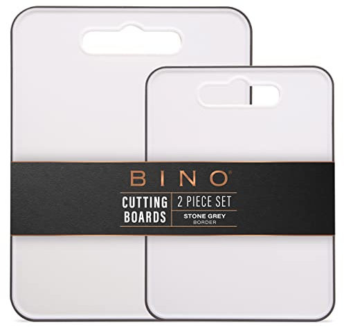 BINO Cutting Board - 2-Piece Chopping Boards | BPA-Free Plastic, Durable, Large Surface, Multipurpose, Dual-Sided, Dishwasher Safe | Charcuterie Accessories | Home & Kitchen Utensils Gray