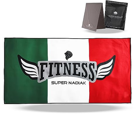 super NADIAK Asciugamano Palestra in Microfibra Ultra Assorbente Telo Sportivo per Fitness, Sala Pesi, Yoga - Uomo/Donna - Rapida Asciugatura - Design Moderno (50x100 cm)