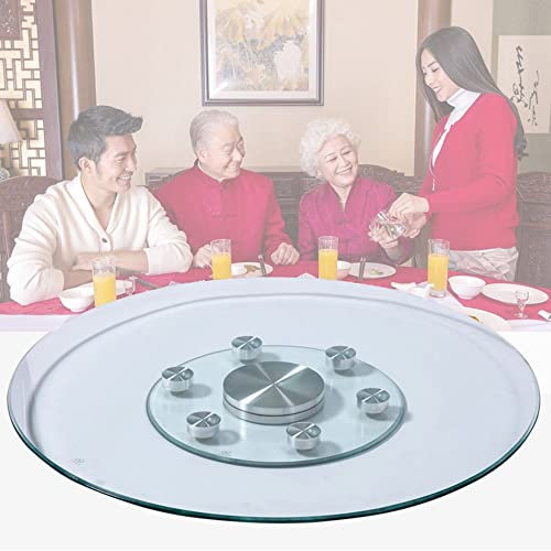 XFAK Ø60-100cm Glas Lazy Susan Drehplatte, Esstisch Drehteller, Drehbares Serviertablett Für Familienessen, Rund, Transparent, Schwerlast (Size : 24in/60cm)