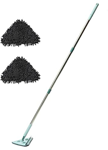 limpieza triangular, giratorio 360° con 2 paños felpilla, súper absorbente agua, trapeador multifuncional para pared, suelo, techo, ventanas, hogar, polvo (147 cm)