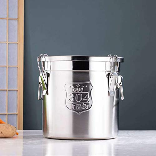 WSIKGHU Eimer mit Deckel Luftdichter Kanister Lebensmittel Edelstahl Küche Getreidebehälter 6L/12L/21L/33L Küche Edelstahl Eimer Mehlbehälter Kücheneimer mit Deckel und Verriegelungsklemme (6L)
