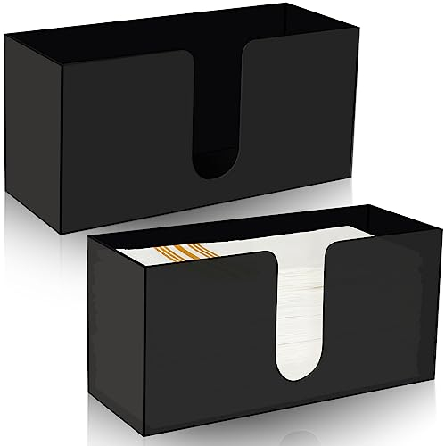 Lot de 2 supports de serviettes en papier pliables - Distributeur de serviettes en papier acrylique pour invités - Pliage en C - Noir - 26 x 11 x 13 cm