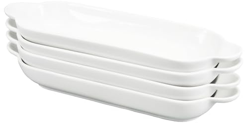 Creativity Home Ceramics Olive Plate, Olive cookies Tray - Large, Chip Resistant, White Porcelain Olive Canoe, Dishwasher Safe, For Snacks, Condiments, Appetizers11.2 Inch