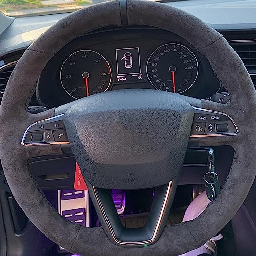 Schwarzes Leder-Auto-Lenkradbezug, für Seat Leon 5F Mk3 Ibiza 6J Tarraco Arona Ateca Alhambra Innenzubehör