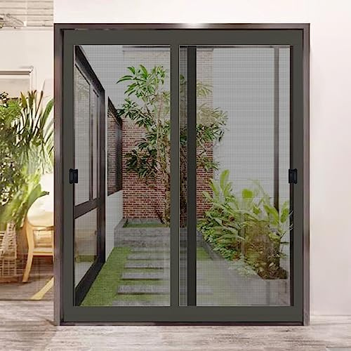 K.D. Heavy Duty Galv.Steel Sliding Patio Screen Door Kit - 1-7/8 Frame Mosquito Proof for Patio Backyard Kitchen and Bedroom (Brown, Brown 36''x80'')