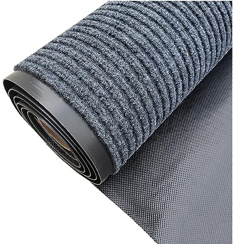 WLWLEO 3' X 20' Commercial Grade Door Mat Brush Step Entrance Floor Mat Indoor Outdoor Non Slip Mats for Hotel Office Restaurant Mall Hallway Staircase Welcome Mats,Gray/Grey,0.9×6M