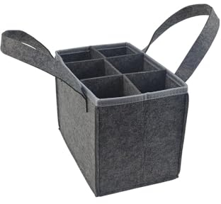 LANSKYLAN Flaschentasche Filz Flaschenhalter 6er Träger Flaschenträger 6 Flaschen Wiederverwendbar Filztasche Männerhandtasche 24*18*16cm Weinflasche Tasche Filz für Flaschen Bierflaschen Weinflasche