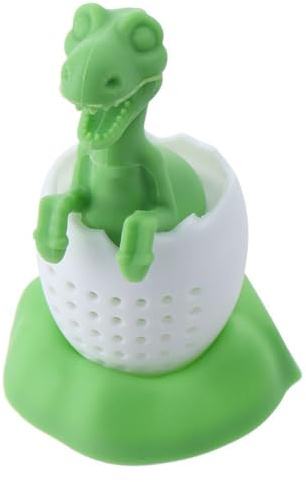 couponhub Tea Infuser- Dinosaur & eggshell Filter Diffuser Loose Tea Silicone Strainer for Different Mugs and Leaves,Green