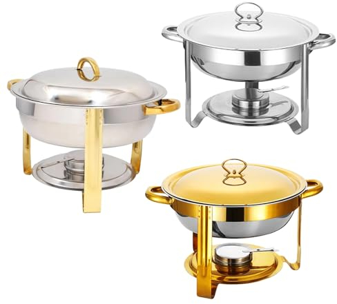 ZYJIX Chafing Dish Buffet Set The Heater With 4.5L Circular Water Tray And A Covered Food Tray Is Durable And Easy To Clean For Dining/Parties(Color:3IN1)
