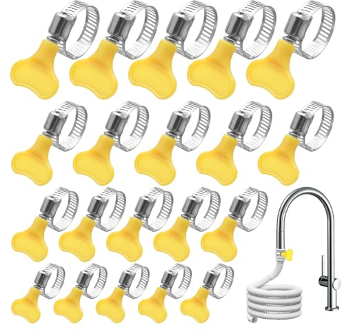 Jubilee Clips with Handle, 20 PCS Assorted Hose Clamps, Stainless Steel, Small, for Flexible Hose Tube, 4 Sizes (16-38mm)