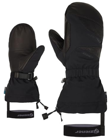 Ziener Erwachsene GAIKUS Ski-Fäustling/Wintersport | wasserdicht, Lange Stulpe, Wolle, Black, 9,5