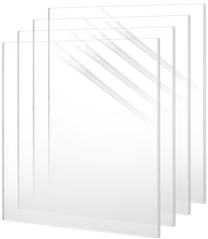Oungy Lot de 4 plaques en verre acrylique - 30 x 30 cm - En plastique - Pour l'extérieur, 3 mm d'épaisseur - Transparent - Pour décoration d'intérieur, découpe laser, exposition de projet
