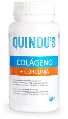 QUINDU'S - Colágeno Hidrolizado con Cúrcuma y Ácido Hialurónico para Articulaciones/Huesos | 90 Comprimidos | Complementos Alimenticios Saludables | Colágeno Hidrolizado Puro | con Vitamina A, C y Q10