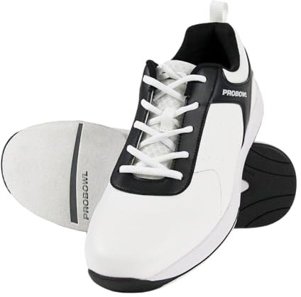 EMAX | Zapatos de bolos Hombre | Pro Bowl - Amuza | Blanco Negro | Zapato Bowling para Adulto, blanco y negro, 38.5 EU