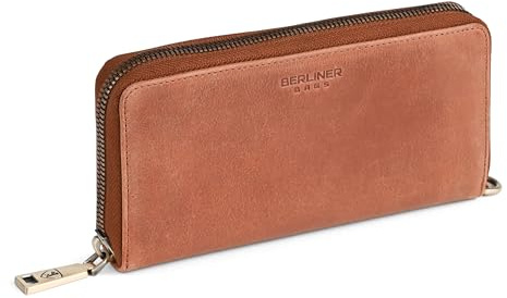 Berliner Bags Vintage Geldbörse Lyon, Große Portemonnaie, Geldbeutel aus Leder, mit TÜV-geprüftem RFID-Schutz, inkl Geschenk-Box, für Damen – Braun