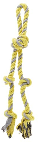 CAPASTEC Hundespielzeug Seil Mit 5 Knoten 1 Stück Zahnreinigung | Baumwolle, Grau, Gelb, 63x8,2 Cm, Interaktives Hundespielzeug, Kauspielzeug, Für Welpen