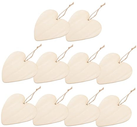 SHINEOFI 10pcs Heart Shaped Wooden Chips DIY Pendant Accessory Heart Wall Decor Sweets Mini