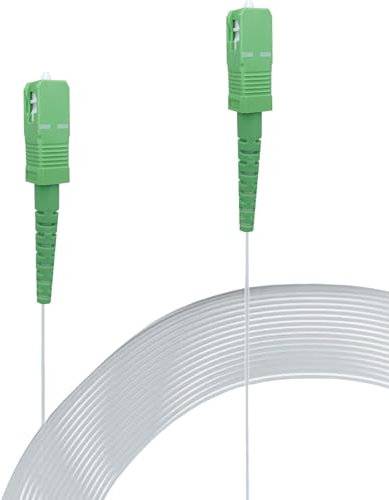 Elfcam® - 15m Câble Fibre Optique SC/APC à SC/APC Invisible/Transparent pour Orange SFR Bouygues, Fibre Optique Monomode 125µm OS2, Gaine en Nylon Transparent, Invisible et Facile à Poser, 15 Mètres