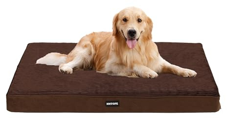 HMTOPE Lit orthopédique pour chien, coussin pour chien de 10 cm d'épaisseur pour chiens de taille moyenne, grands chiens, détachable et lavable, matelas pour chien, surface antidérapante, doublure