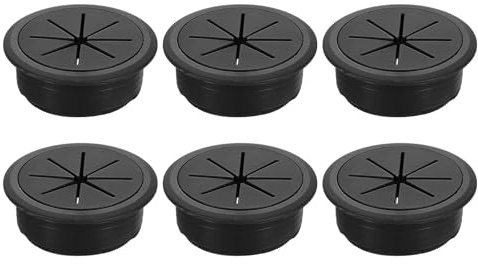 sourcing map 6 Pcs Desk Grommet, 1.97 inch 50mm Desk Cable Hole Cover, Desk Wire Hole Insert for Home Office Table Cabinet Cord Organizer, Black