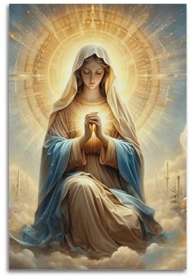 YCGYMX Christliches Poster, Heilige Schönheit, Jungfrau Maria, ansprechend, dekoratives Gemälde, Leinwand, Wandposter für Schlafzimmer, künstlerische Bilder, Drucke, moderne Familie, 40 x 60 cm