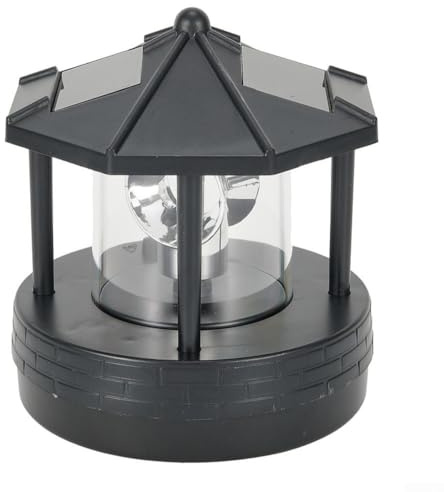Solarbetriebener LED-Leuchtturm für Garten, drehbar, für umfassende Beleuchtung, Schwarz