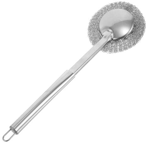 MOLUCKFU Stainless Steel Pot Brush Wok Scourer Cleaner for Pot Pan Dish Washing Brush Scrubber Oven Cleaner Heavy Duty