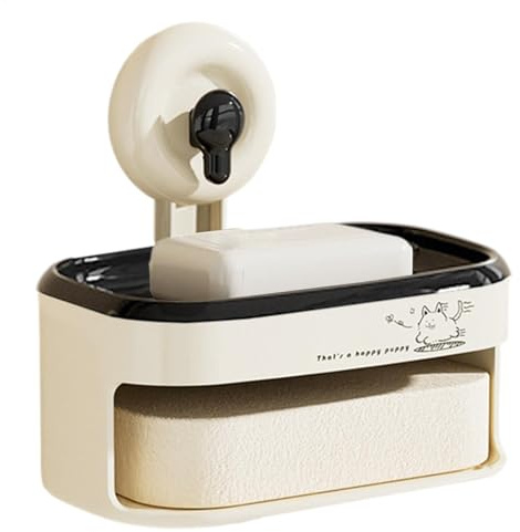 Jabonera – Soporte para jabón con ventosas | Recipiente para jabón sin taladrar | Protector de Pared para jabón de Pared, Soporte para Esponja de jabón | Jabonera con para Montaje en Pared |