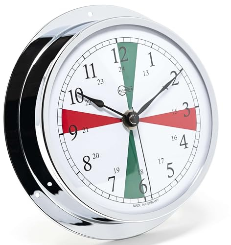 BARIGO 611CRFS VIKING Horloge de bateau à quartz sans fil avec boîtier en laiton chromé, verre minéral et segments de verrouillage de 3 minutes 155 x 35 mm