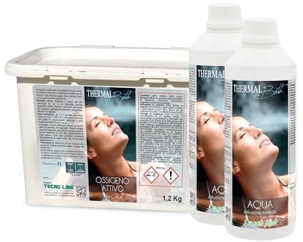 Thermal Bath Set Ossigeno Attivo 1,2 KG + Aqua Sweet Mint 2 LT (1+1 pz.), Ossigeno Attivo in Pastiglie da 20 gr e Acqua Termale Aromatizzata Pino Mentolato, Ideale per Piscina e Spa Idromassaggio