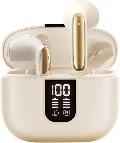 Écouteurs intra-auriculaires sans fil Bluetooth 5.4, avec 6 microns, réduction du bruit ENC, son surround 2025, léger, 35 heures d'autonomie, étanche IP7, affichage LED, écouteurs pour le quotidien