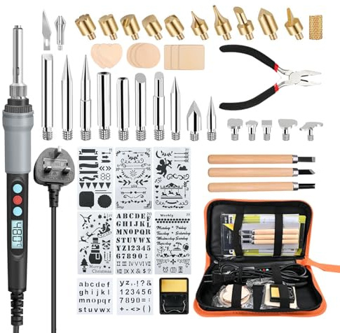 51PCS Wood Burning Kit, 90W Wood Burning Soldering Iron with Temperature Control 180~480℃, Professional Pyrography Tool with Interchangeable Tips, Pyrography Pen for Beginners/Engraving/DIY Wood Art