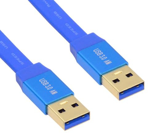 cablecc 5Gbps Ultra Flat Slim USB 3.0 Type-A Male to USB3.0 A Male Cable Extension Blue for Disk SSD Camera Data 2M