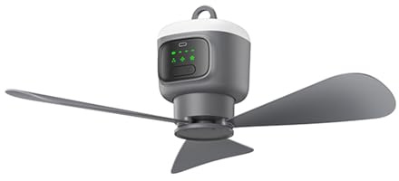 DLUKENY Camping Fan Detachable Leaves Rechargeable Battery 3 Adjustable Speeds Remote Controlled Lighting For Outdoor And Dorms Adjustable Speed Quiet Desk Fan LED