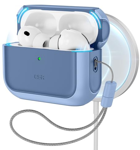 ESR Hülle für AirPods Pro 3, MagSafe-kompatibel, Vollschutz, Blau | Schutzhülle mit Handschlaufe, kompatibel mit AirPods Pro 3. Gen. (2025), Orbit Hybrid Serie