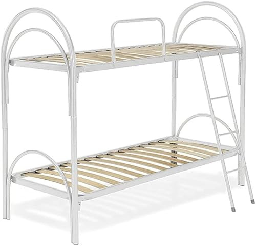 Am Group Home LETTO A CASTELLO DOPPIO ARCO SCOMPONIBILE SALVASPAZIO CON RETI A DOGHE 80X190 E TELAIO IN ACCIAIO CON SCALETTA E SPONDA ANTICADUTA (Bianco, Una piazza)