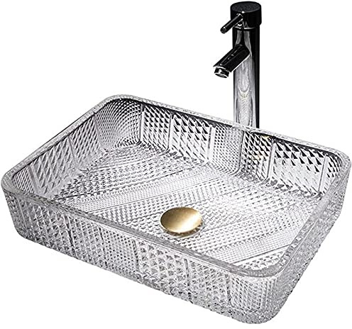 IYUESQ Vasque de Salle de Bain, lavabo de Salle de Bain en Verre Cristal Transparent en Forme de Diamant, Cuvette de lavabo de Salle de Bain, pour rénovation de Salle de Bain