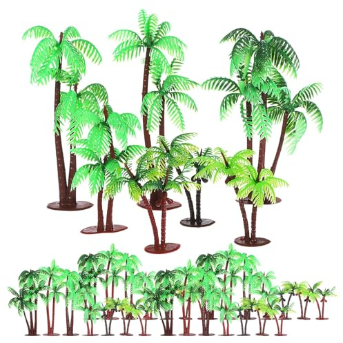 Vaguelly 31 pièces Modèle Cocotiers Plastique Miniatures Décor Tropical Palmier Artificiel pour Diorama Jardin Féerique Décorations Paysage Train Maquette