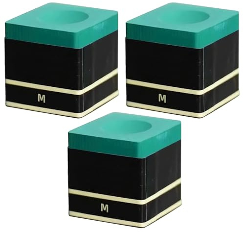 Vestamore Billard-Queue-Kreide, für Snooker, Öl- und Harzmischung, 5,1 x 5,1 x 5,1 cm, Grün, Genauigkeitsverbesserung, 3 Stück