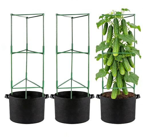 Soporte para plantas de tomate – Jardín de verduras y plantas con bolsillos para plantas, ayuda ajustable para trepar para flores, verduras y enrejados, para tomates, pepinos, judías, vid de fruta