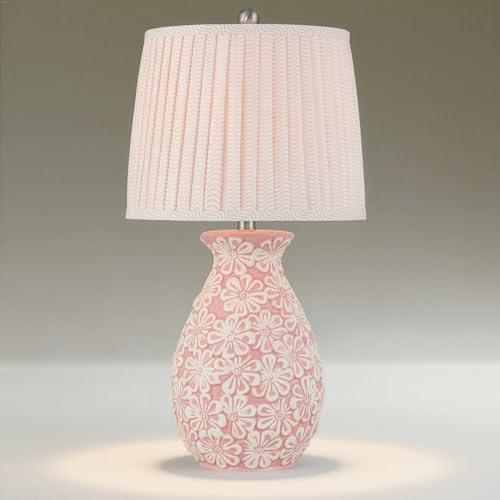 360 Lighting Buttercup 25 H Pink and White Flowers Ceramic Table Lamp with Dimmer