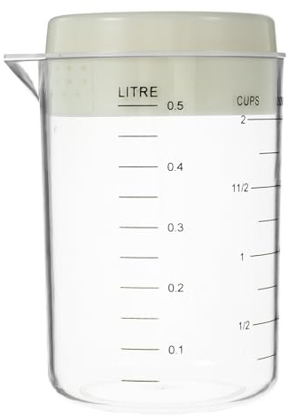 YARNOW Taza Medidora de Plástico Pp con Tapa Transparente, Vaso Medidor con Escala para Hornear, Taza Mezcladora Ligera para Leche y Café, Utensilio de Cocina Casero Práctico y Duradero