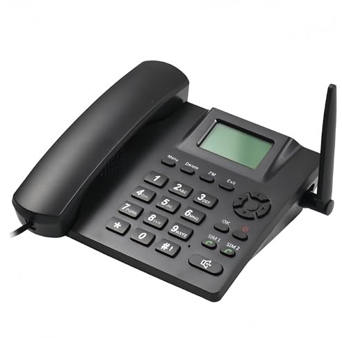 PUSOKEI Telefono da Tavolo Classico GSM Quadband Wireless, ID Chiamante e Chiamata Rapida, Telefono Wireless Fisso Doppia Scheda SIM 2G con Radio FM, Sveglia, per Casa, Hotel, Ufficio