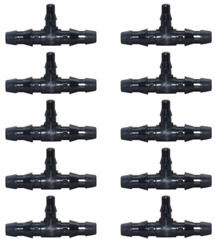 Raccords d’arrosage 4/7″ vers 3/5″, Té et raccord droit pour tuyau micro-irrigation, adaptateur de jonction étanche pour jardin potager goutte à goutte (20 pack)