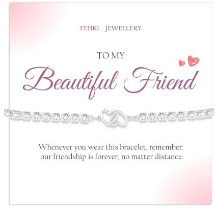 S925 Silver Tennis Friendship Bracelet for Womens Friend Gifts with Card